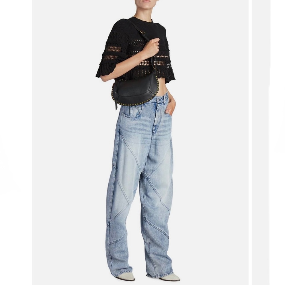 Isabel Marant Etoile Frizy Semi Sheer Black Knit Crop Blouse 42 (US 10)